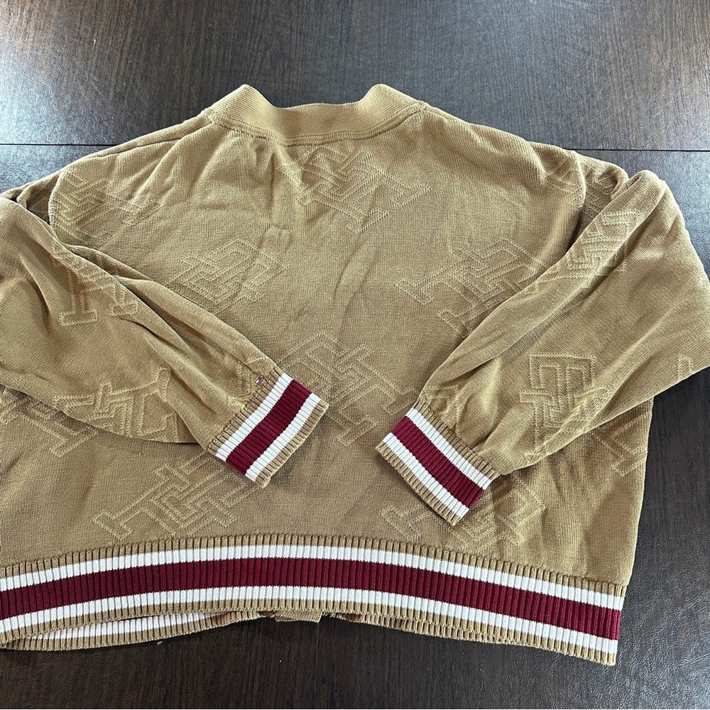 Tommy Hilfiger Monogramed Relaxed Fit Beige Knit Cardigan Sz 3X - Picture 13 of 15